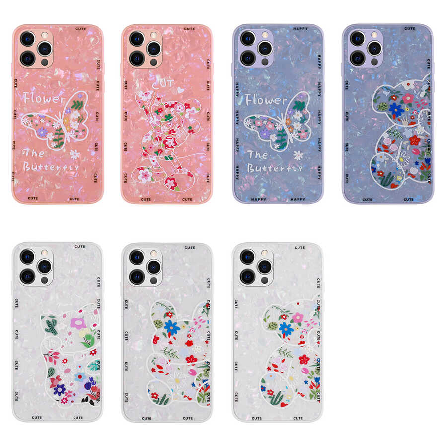 Apple iPhone 13 Pro Max Kılıf Desenli Sert Silikon Zore Mumila Kapak Lilac Bear