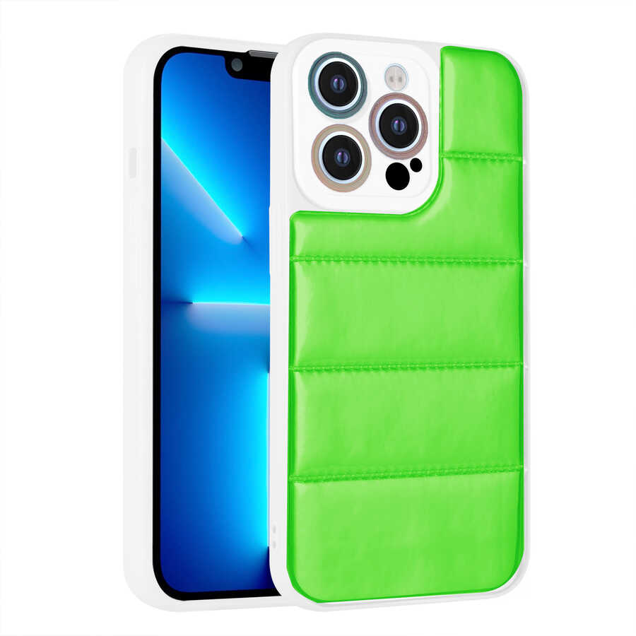 Apple iPhone 13 Pro Max Kılıf Kamera Korumalı Airbagli Renkli Zore Seksek Kapak Yeşil