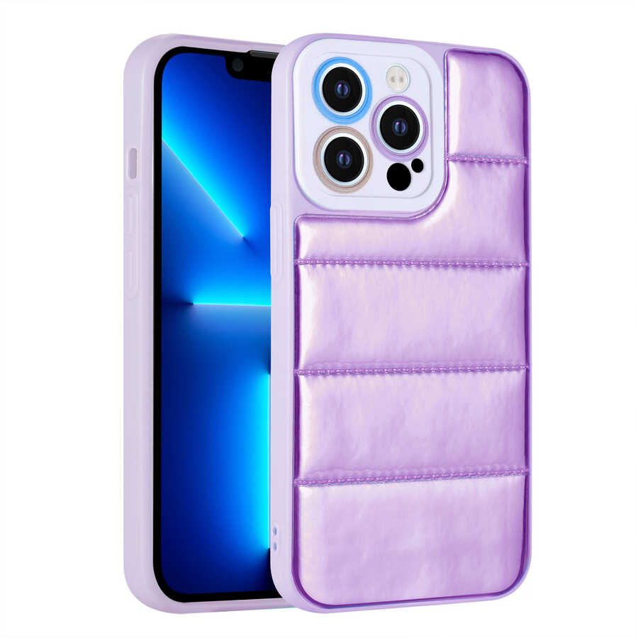 Apple iPhone 13 Pro Max Kılıf Kamera Korumalı Airbagli Renkli Zore Seksek Kapak Mor