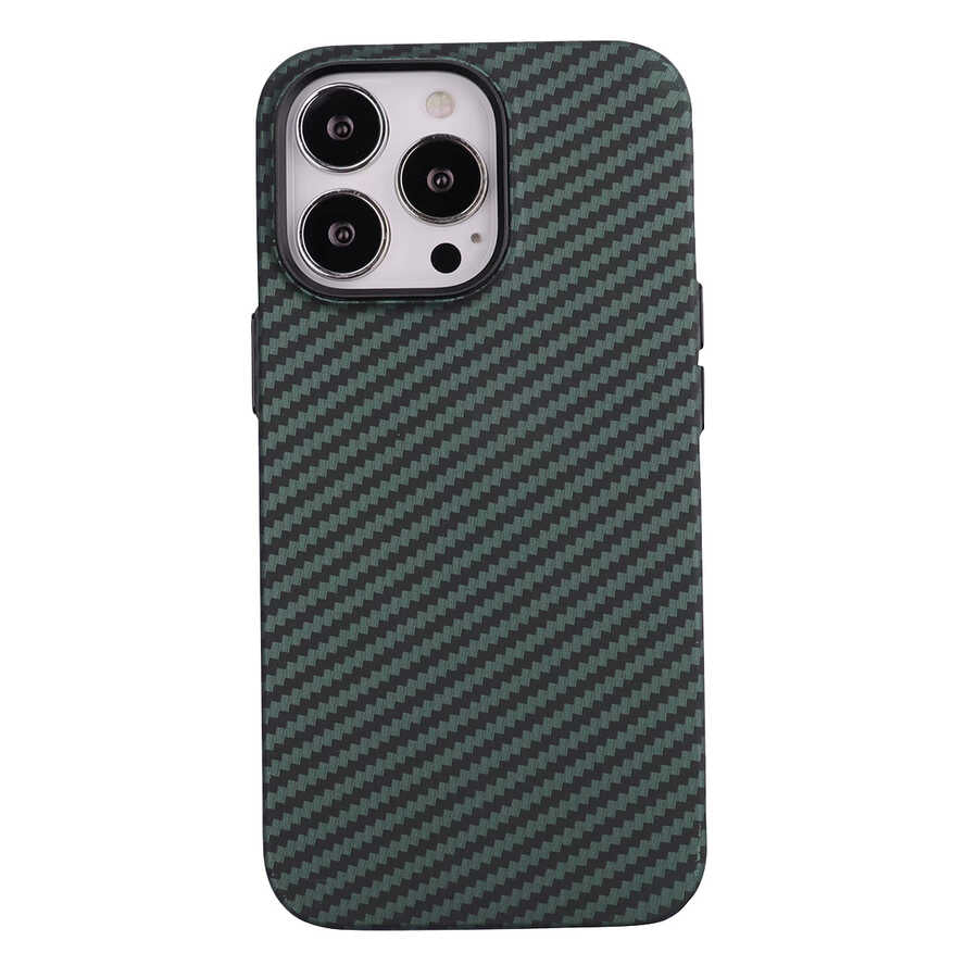 Apple iPhone 13 Pro Max Kılıf Karbon Fiber Tasarımlı Zore Karbono Kapak Siyah