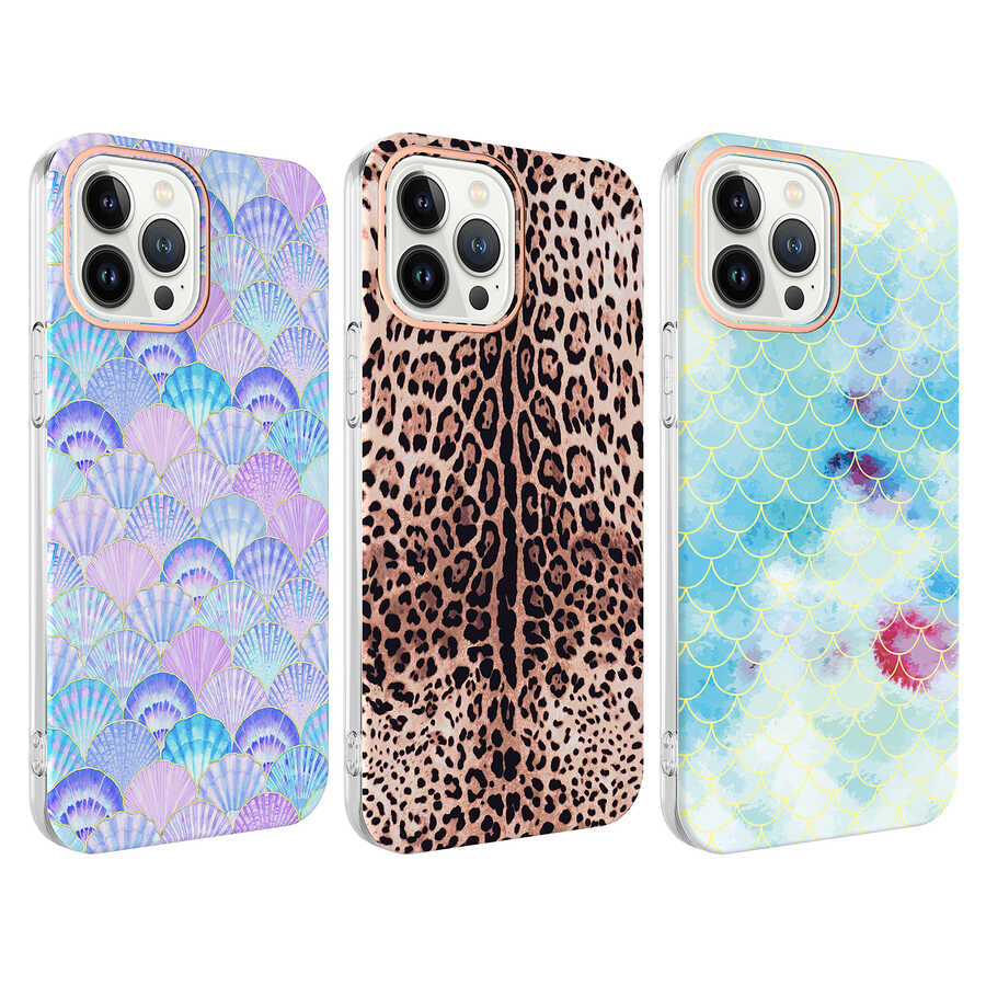 Apple iPhone 13 Pro Max Kılıf Zore Bella Kapak Leopar