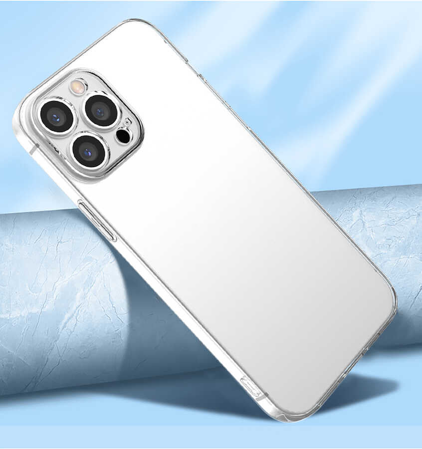 Apple iPhone 13 Pro Max Kılıf Zore Kamera Korumalı Süper Silikon Kapak Renksiz
