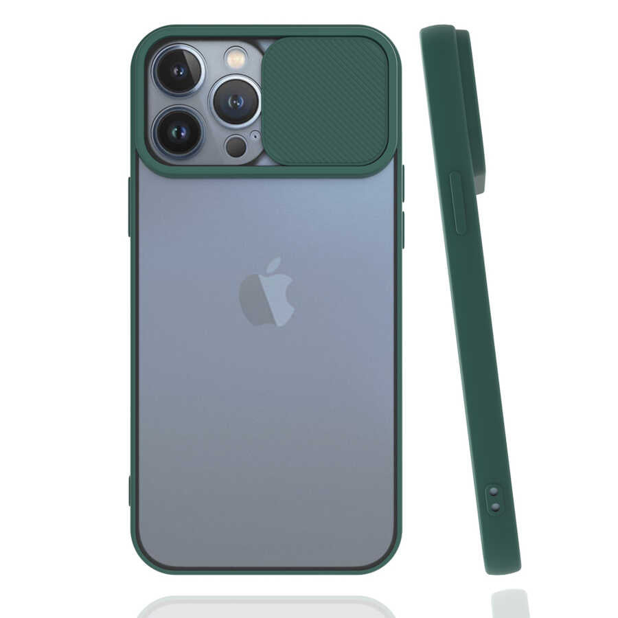 Apple iPhone 13 Pro Max Kılıf Zore Lensi Kapak Koyu Yeşil