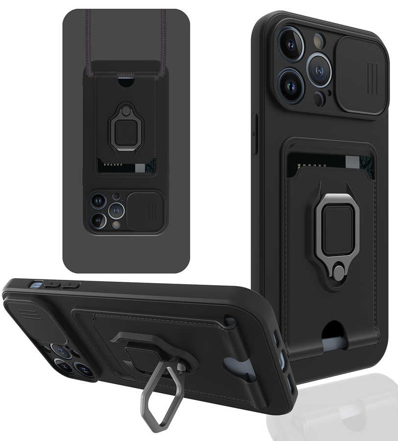 Apple iPhone 13 Pro Max Kılıf Zore Pelit Kapak Siyah