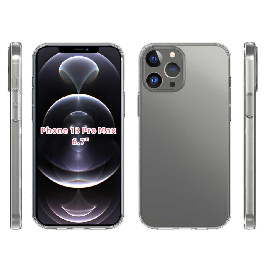 Apple iPhone 13 Pro Max Kılıf Zore Süper Silikon Kapak Renksiz