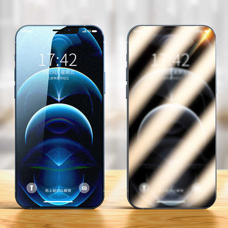 Apple iPhone 13 Pro Max Zore Fit Hard Mat Privacy Cam Ekran Koruyucu Siyah