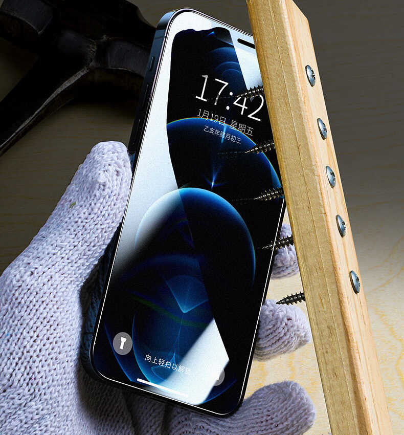 Apple iPhone 13 Pro Max Zore Fit Hard Mat Privacy Cam Ekran Koruyucu Siyah