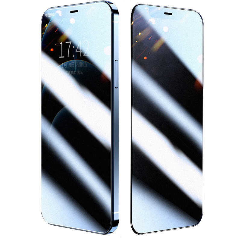 Apple iPhone 13 Zore Fit Hard Mat Privacy Cam Ekran Koruyucu Siyah