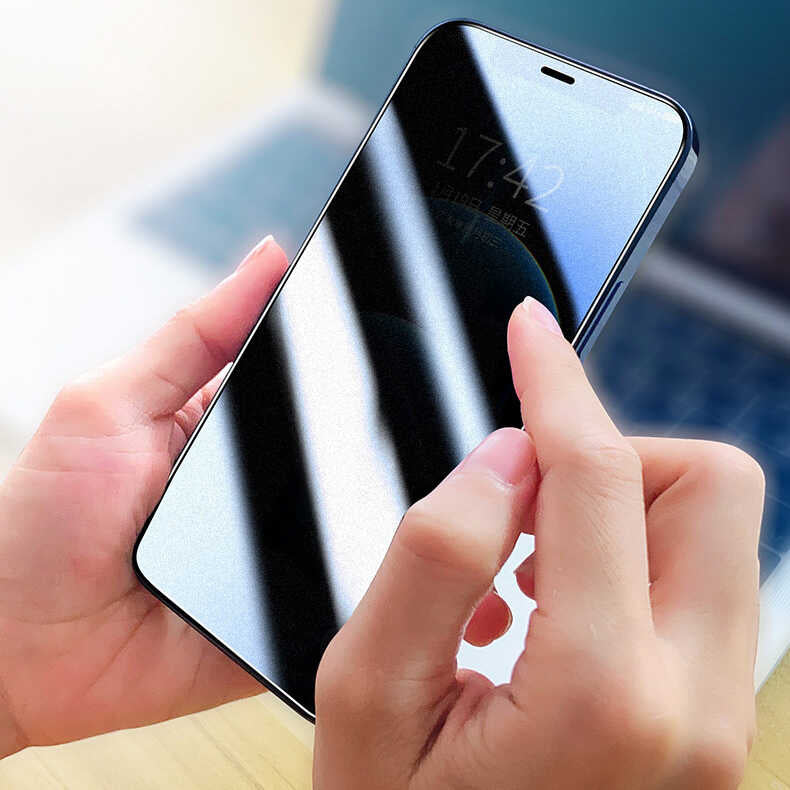 Apple iPhone 13 Zore Fit Hard Mat Privacy Cam Ekran Koruyucu Siyah