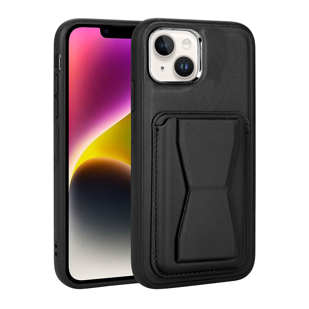 Apple iPhone 14 Kılıf Kartlıklı Standlı Pu Deri Zore Memo Kapak Siyah