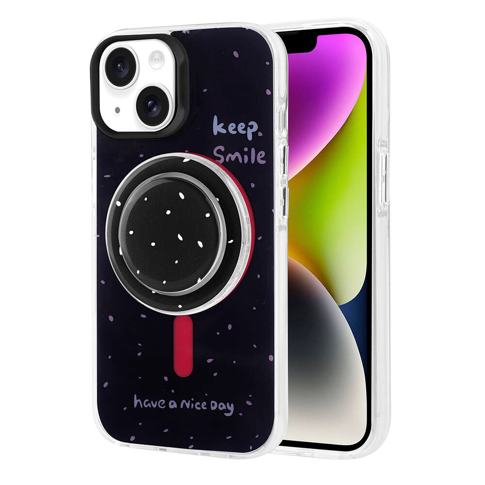 Apple iPhone 14 Kılıf M-safe Şarj Özellikli Tak-Çıkar Pop Soketli Zore Tiktok Kapak Turuncu