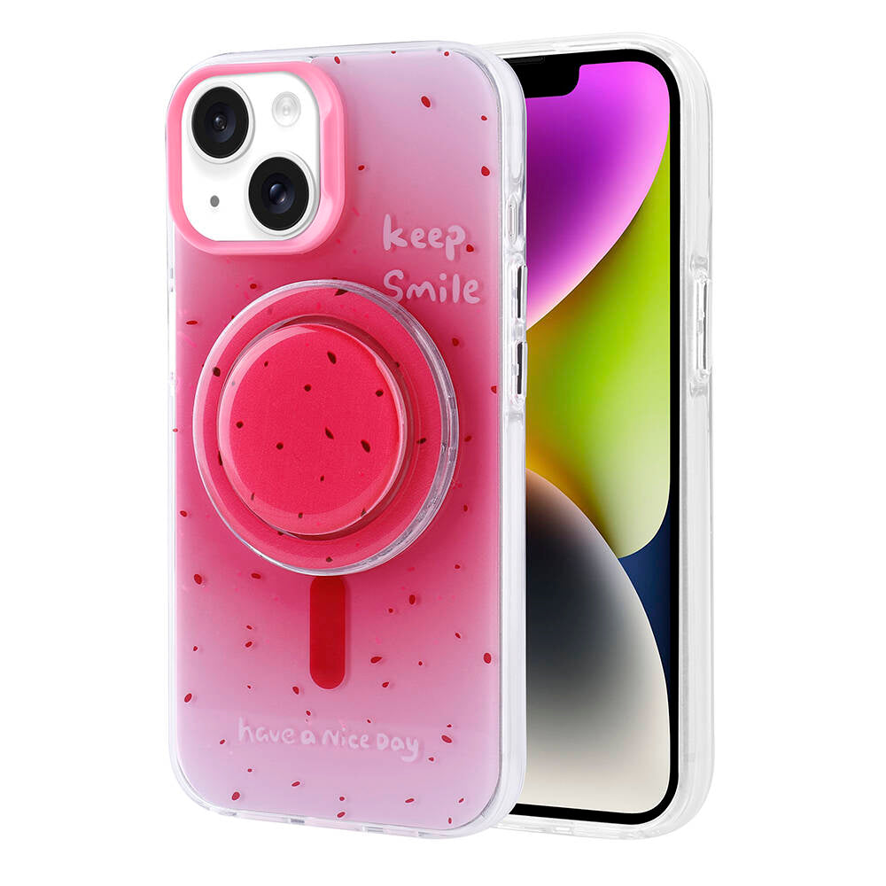 Apple iPhone 14 Kılıf M-safe Şarj Özellikli Tak-Çıkar Pop Soketli Zore Tiktok Kapak Turuncu