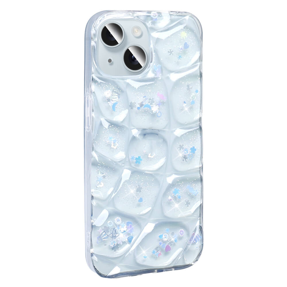 Apple iPhone 14 Kılıf Simli 3D Desenli Zore Hacar Kapak Beyaz