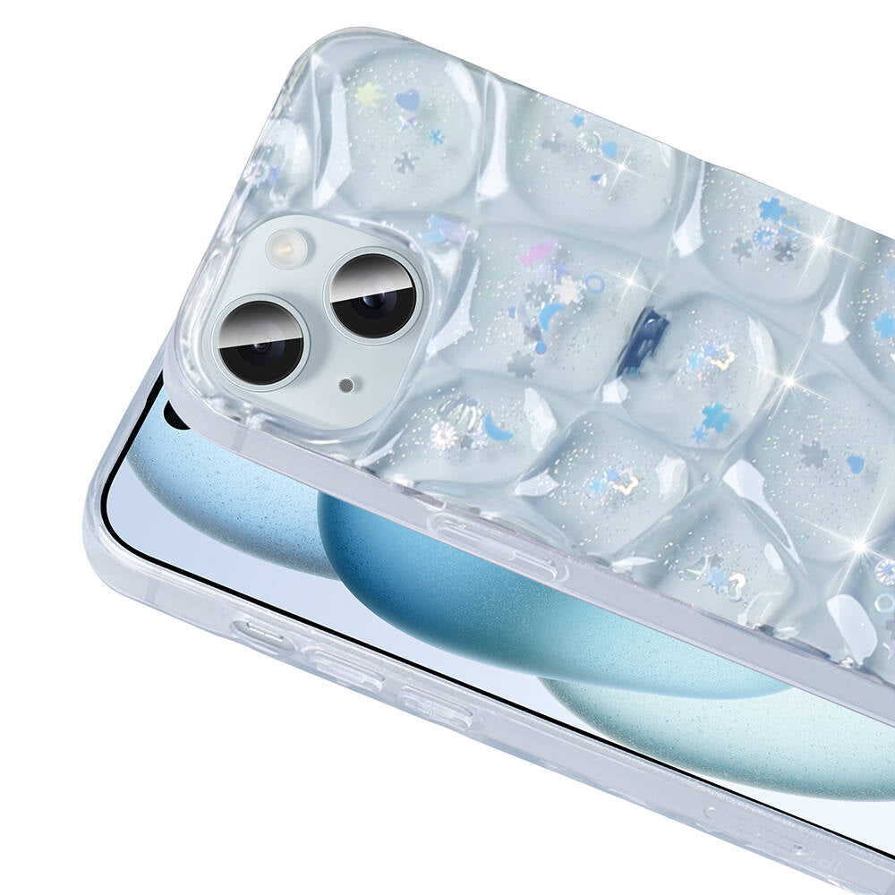 Apple iPhone 14 Kılıf Simli 3D Desenli Zore Hacar Kapak Mor-Mavi