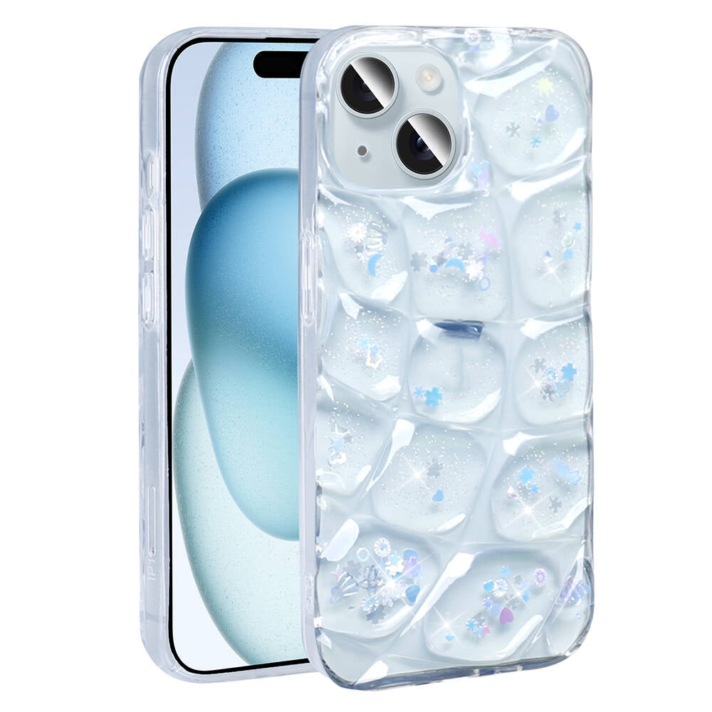 Apple iPhone 14 Kılıf Simli 3D Desenli Zore Hacar Kapak Mor-Mavi