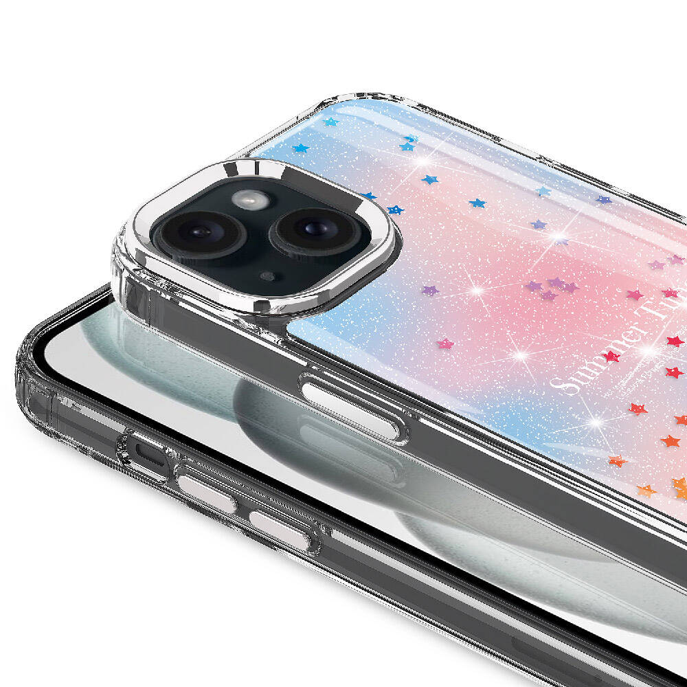 Apple iPhone 14 Kılıf Simli Desenli Parlak Zore Task Kapak Mavi