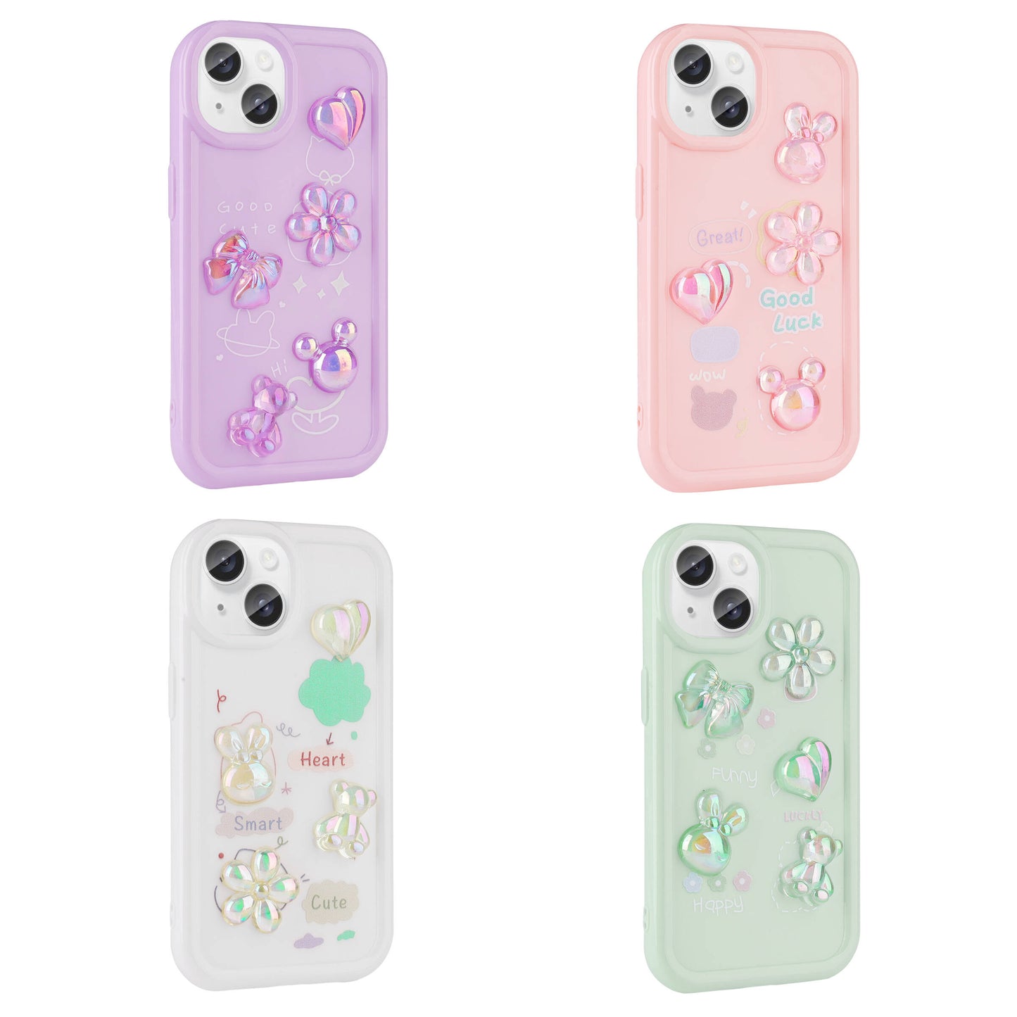 Apple iPhone 14 Plus Kılıf Kabartma Figürlü Parlak Zore Toys Silikon Kapak Mor