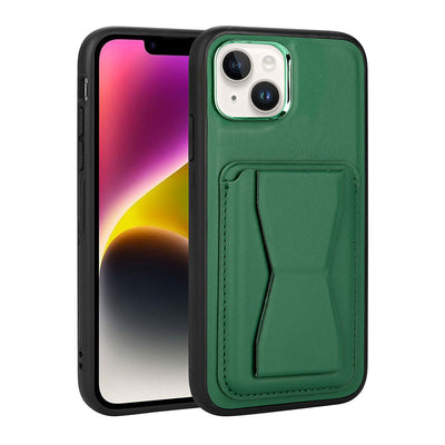 Apple iPhone 14 Plus Kılıf Kartlıklı Standlı Pu Deri Zore Memo Kapak Kahverengi