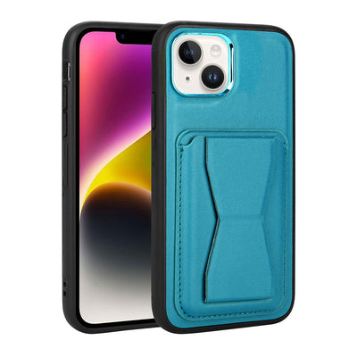 Apple iPhone 14 Plus Kılıf Kartlıklı Standlı Pu Deri Zore Memo Kapak Mavi