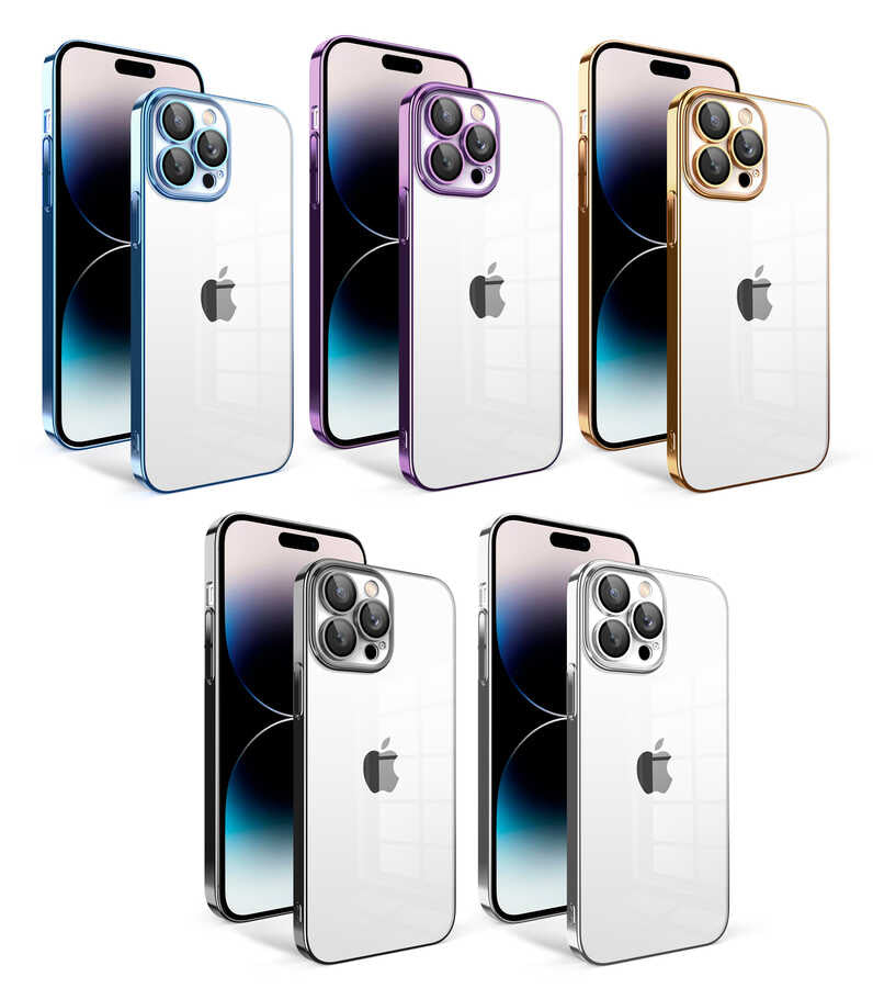 Apple iPhone 14 Pro Kılıf Kamera Korumalı Renkli Çerçeveli Zore Garaj Kapak Siyah