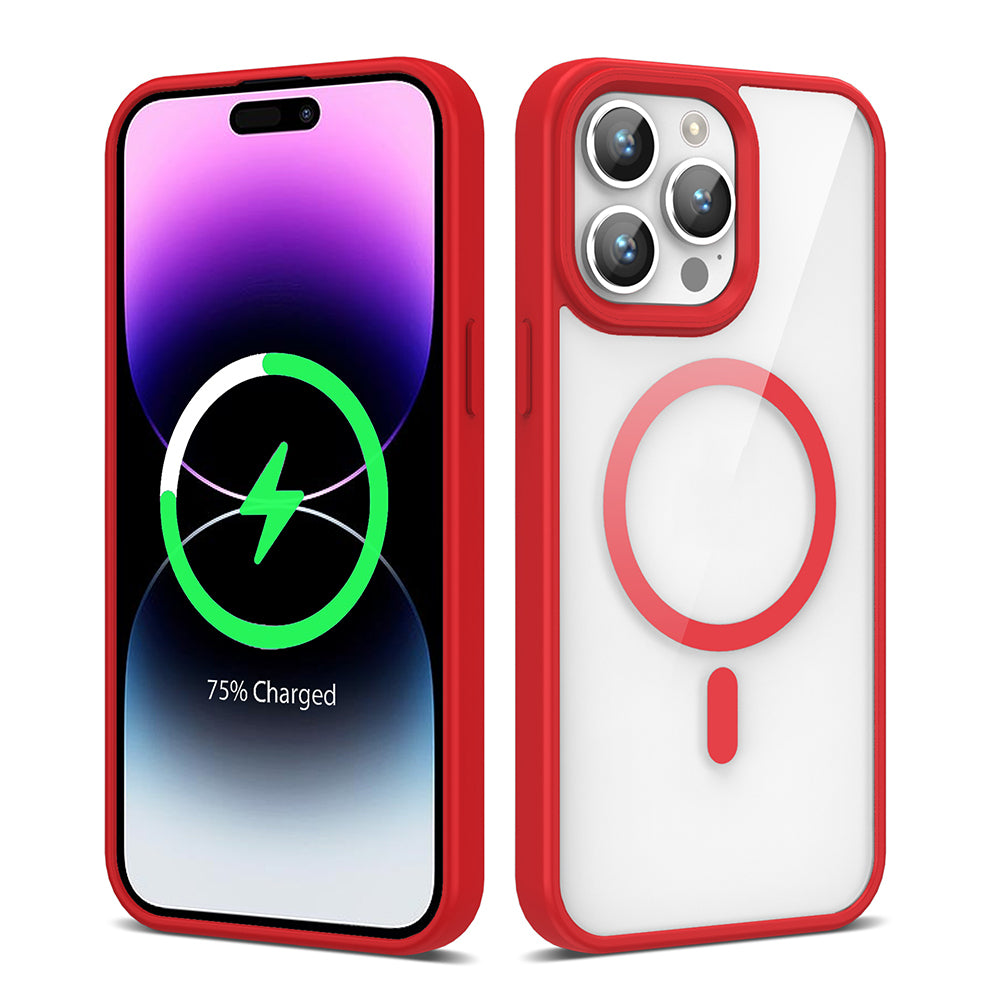 Apple iPhone 14 Pro Kılıf M-safe Wireless Şarj Özellikli Silikon Zore Ege Kapak Kırmızı