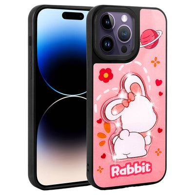 Apple iPhone 14 Pro Kılıf Parlayan Kabartmalı İkonik Figürlü Zore Amas Silikon Kapak Siyah