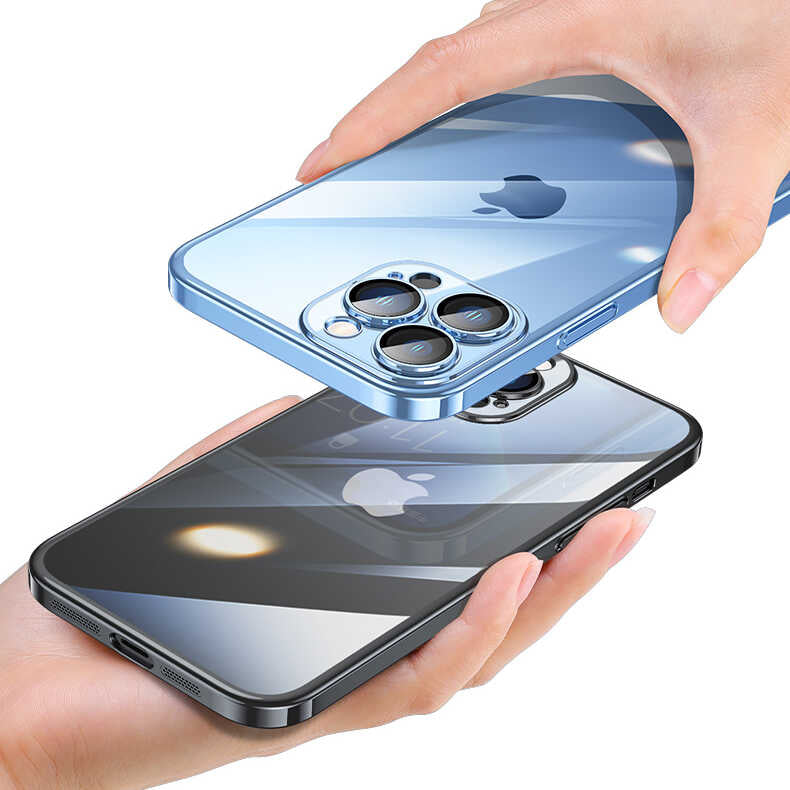 Apple iPhone 14 Pro Kılıf Sert PC Renkli Çerçeveli Zore Riksos Kapak Derin Mor