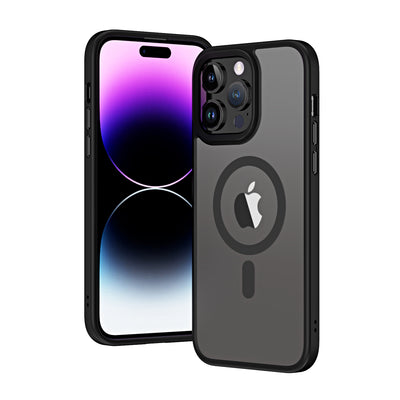 Apple iPhone 14 Pro Kılıf Wireless Şarj Özellikli Zore Hibrit M-safe Kapak Siyah