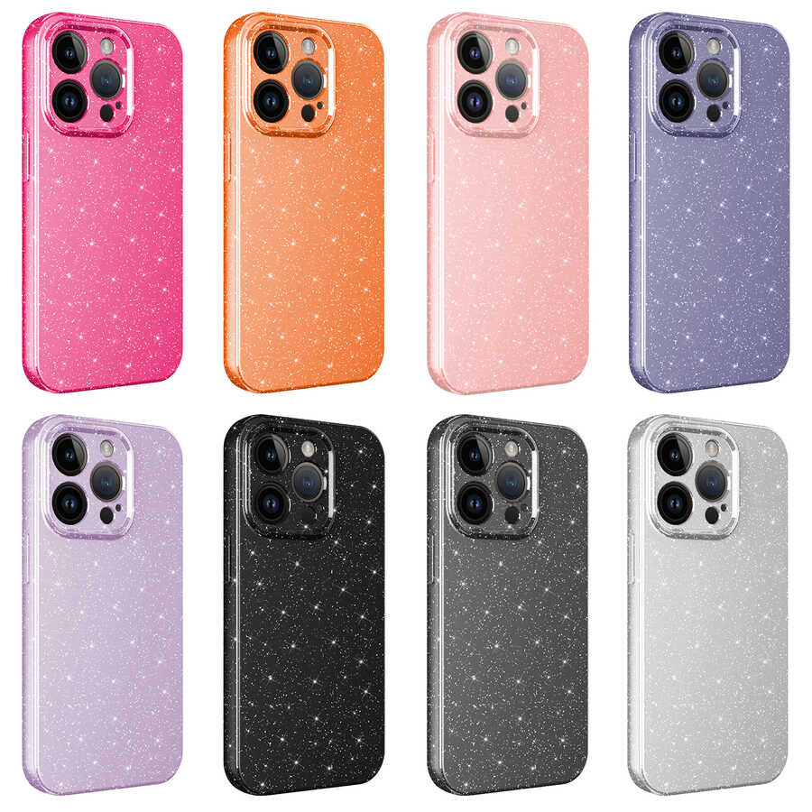 Apple iPhone 14 Pro Max Kılıf Kamera Korumalı Simli Lüks Zore Koton Kapak Siyah