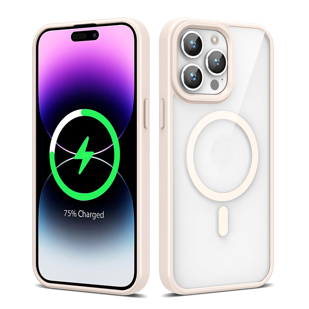 Apple iPhone 14 Pro Max Kılıf M-safe Wireless Şarj Özellikli Silikon Zore Ege Kapak Pembe