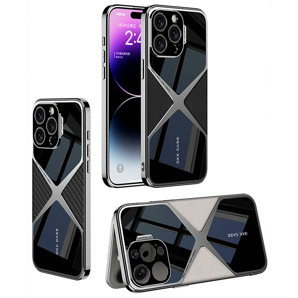 Apple iPhone 14 Pro Max Kılıf Ultra İnce Kamera Korumalı PC + Deri Arka Yüzey Zore X-Pro Kapak Siyah