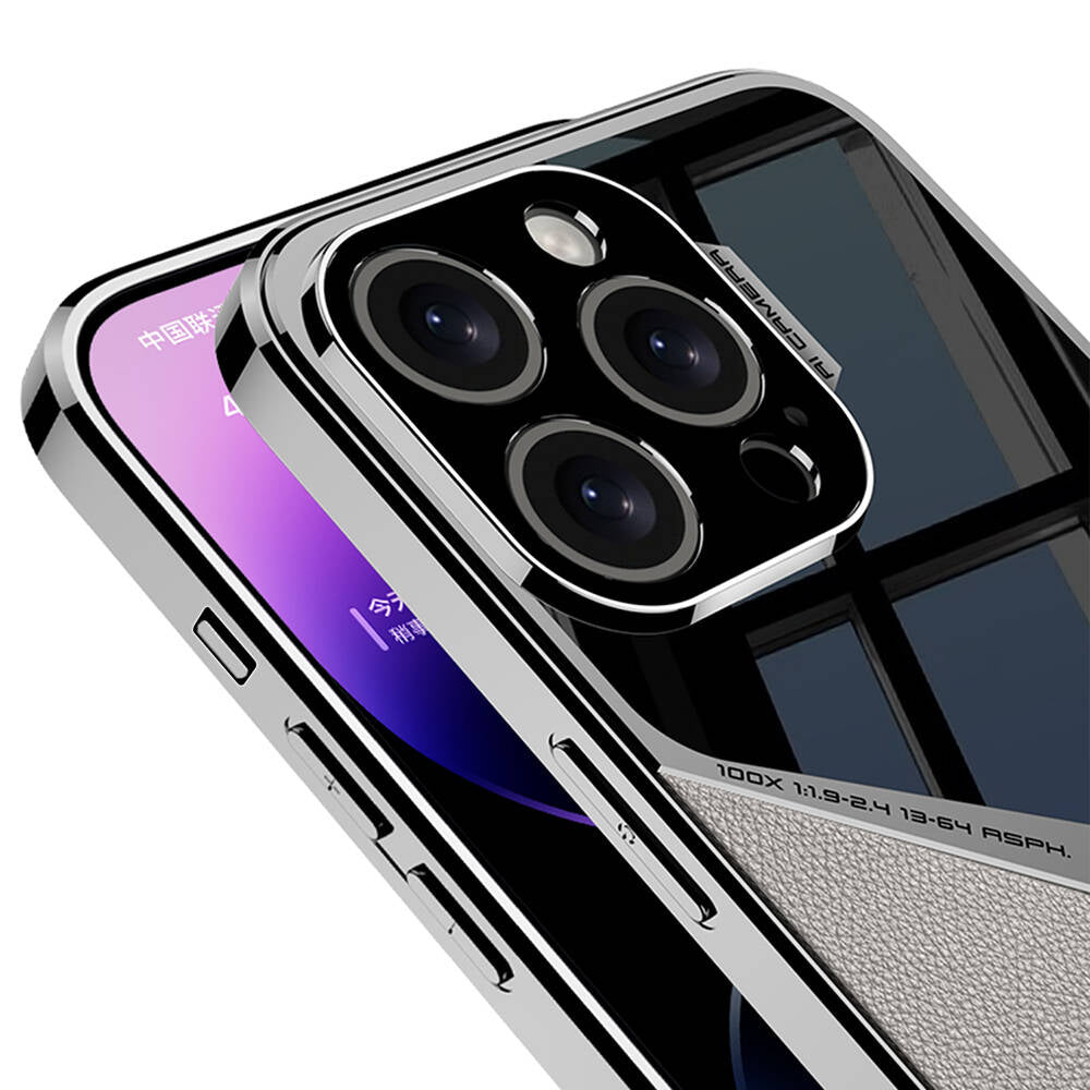 Apple iPhone 14 Pro Max Kılıf Ultra İnce Kamera Korumalı PC + Deri Arka Yüzey Zore X-Pro Kapak Siyah