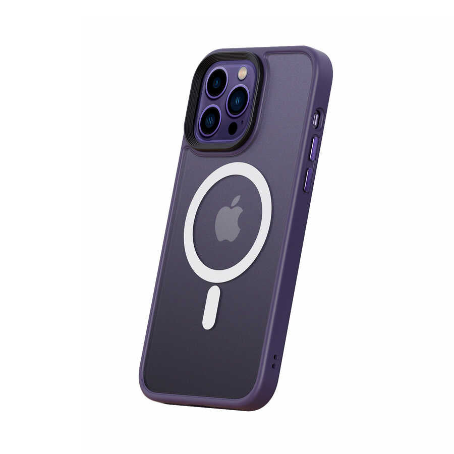 Apple iPhone 14 Pro Max Kılıf Wireless Şarj Özellikli Zore Hibrit M-safe Kapak Renksiz