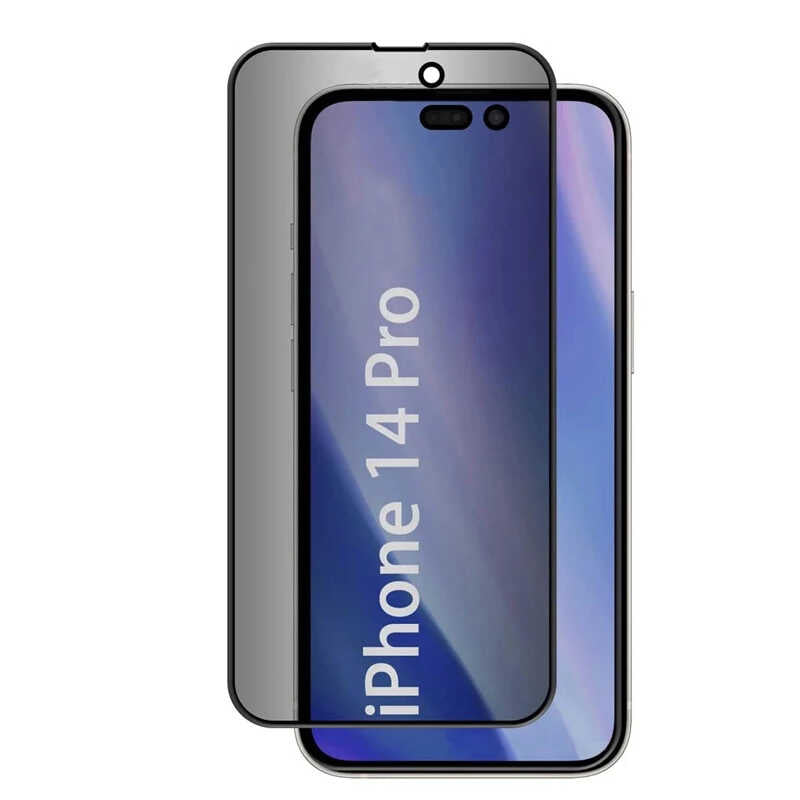 Apple iPhone 14 Pro Zore Kor Privacy Cam Ekran Koruyucu Siyah