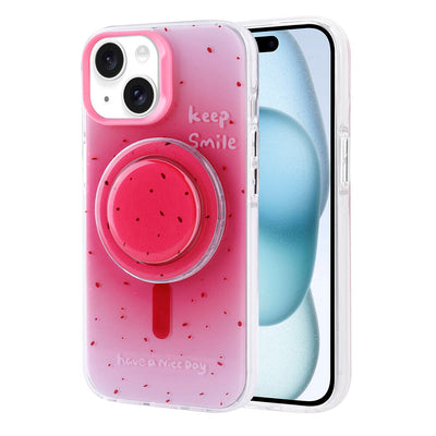 Apple iPhone 15 Kılıf M-safe Şarj Özellikli Tak-Çıkar Pop Soketli Zore Tiktok Kapak Mor