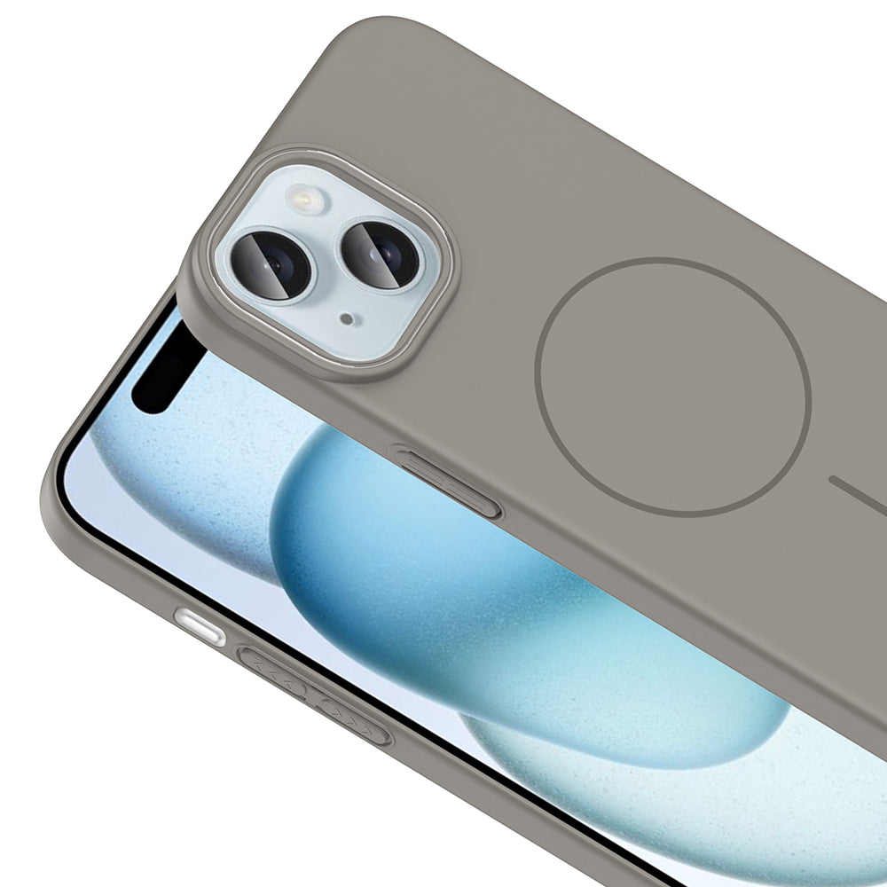 Apple iPhone 15 Kılıf M-safe Şarj Özellikli Zore Ruby Sert Kapak Mürdüm