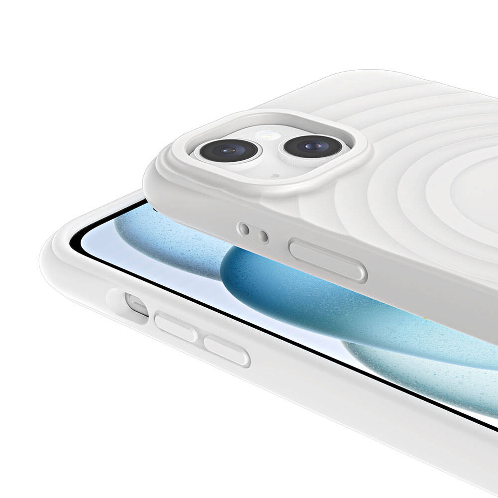Apple iPhone 15 M-safe Şarj Özellikli Airbagli Mat Görünümlü Zore Hepi Kapak Beyaz