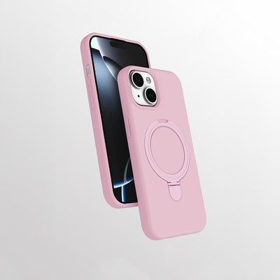 Apple iPhone 15 Plus Kılıf M-safe Şarj Özellikli Standlı Zore Samara Kapak Pembe