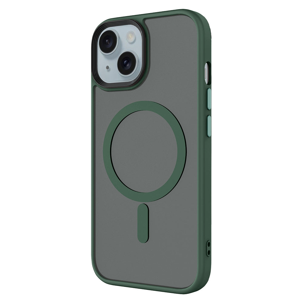 Apple iPhone 15 Plus Kılıf Mat Arka Yüzey Wireless Şarj Özellikli Zore Flet M-safe Kapak Pembe