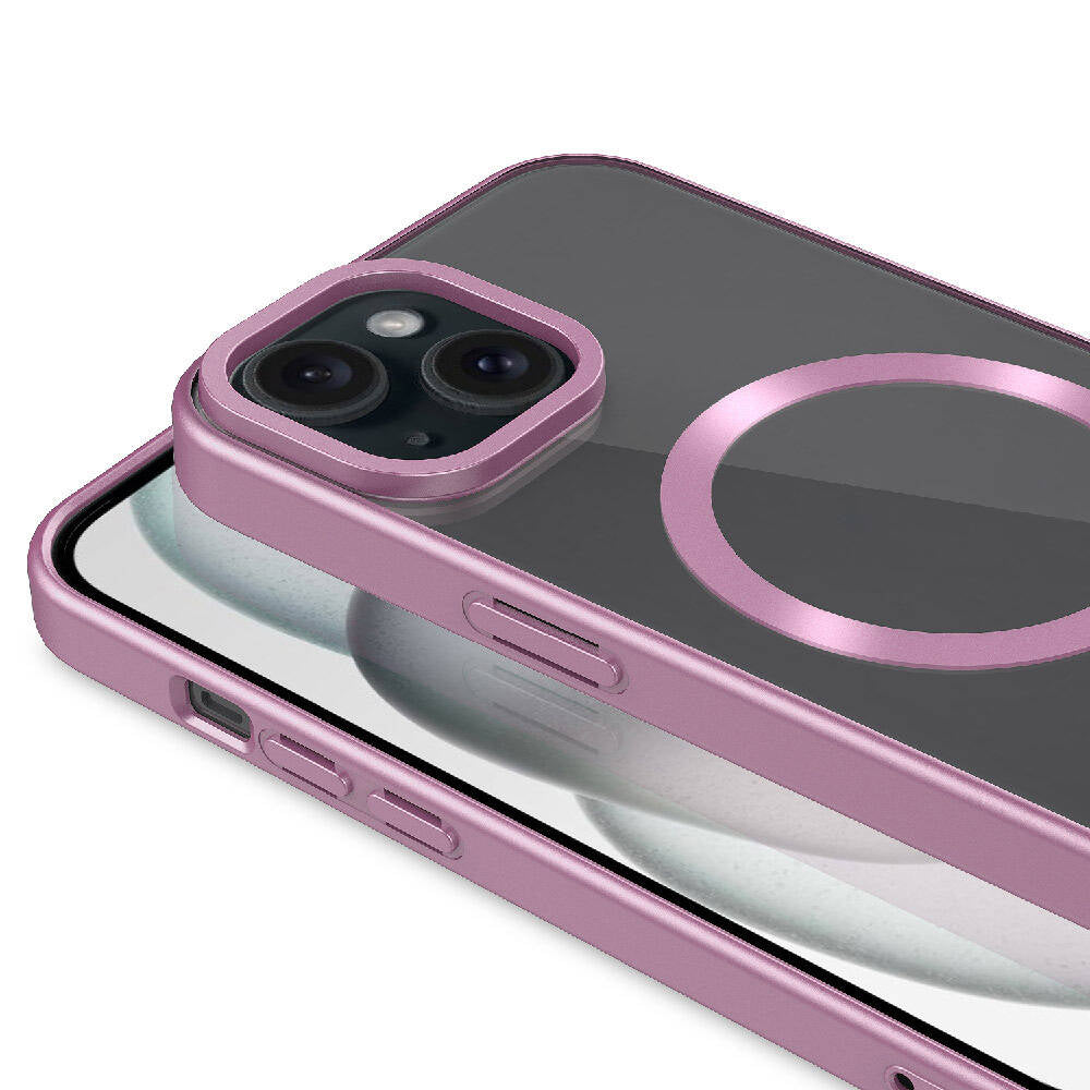 Apple iPhone 15 Plus Kılıf Mat Tasarımlı M-safe Wireless Şarj Özellikli Zore Mat Setro Kapak Gümüş