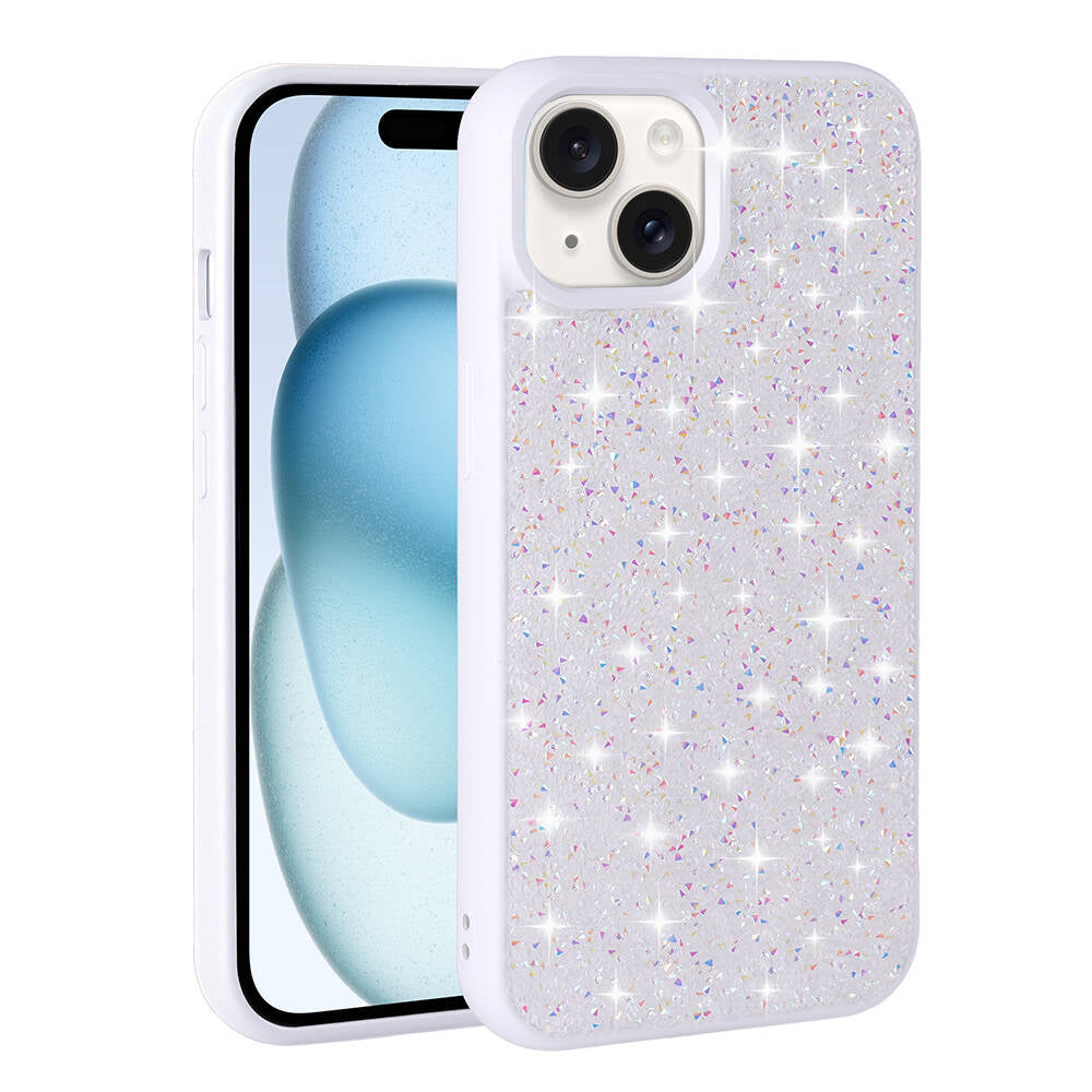 Apple iPhone 15 Plus Kılıf Parlak Taşlı Tasarım Zore Pırlanta Kapak Lila