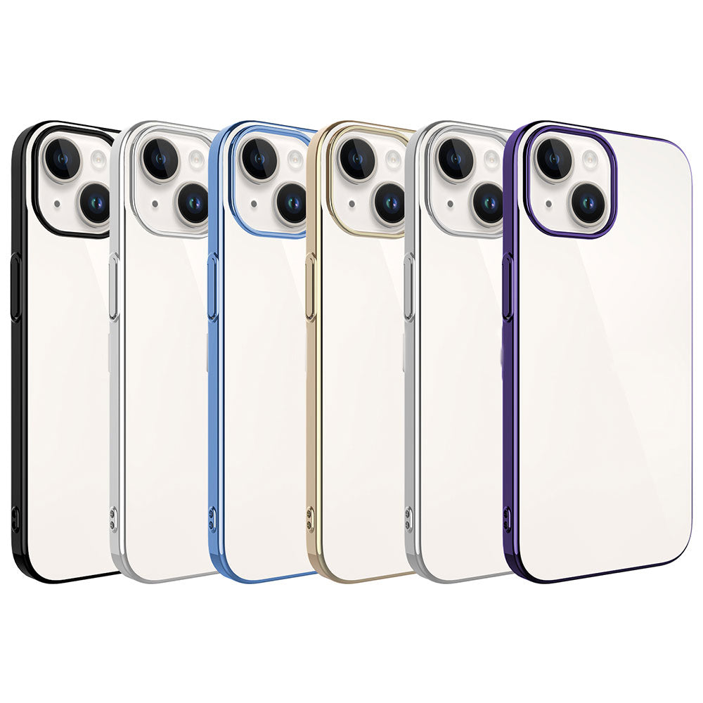 Apple iPhone 15 Plus Kılıf Sert PC Renkli Çerçeveli Zore Riksos Kapak Gümüş