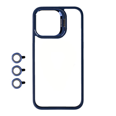 Apple iPhone 15 Pro Kılıf Kamera Lens Korumalı Standlı Zore Klon Lensli Kapak Gri