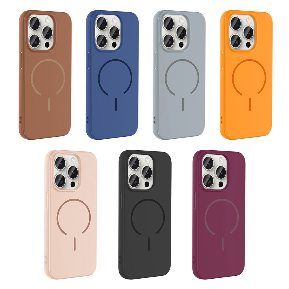 Apple iPhone 15 Pro Kılıf M-safe Şarj Özellikli Zore Meta Kapak Mürdüm
