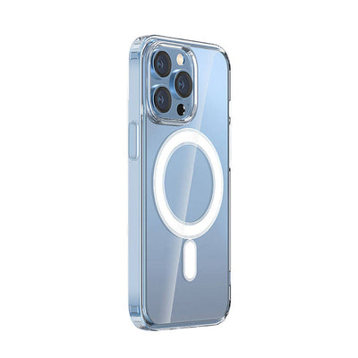 Apple iPhone 15 Pro Kılıf M-safe Şarj Özellikli Şeffaf Sert PC Zore Embos Kapak Renksiz