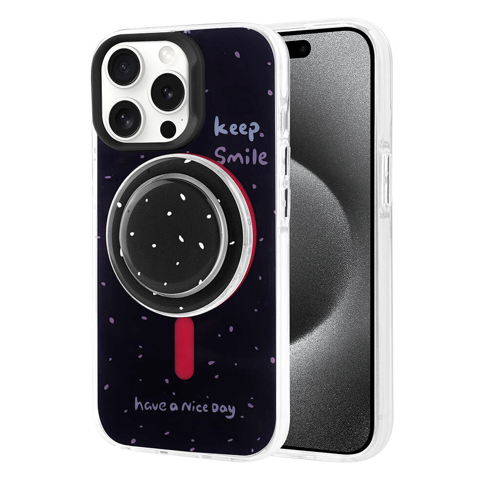 Apple iPhone 15 Pro Kılıf M-safe Şarj Özellikli Tak-Çıkar Pop Soketli Zore Tiktok Kapak Mavi