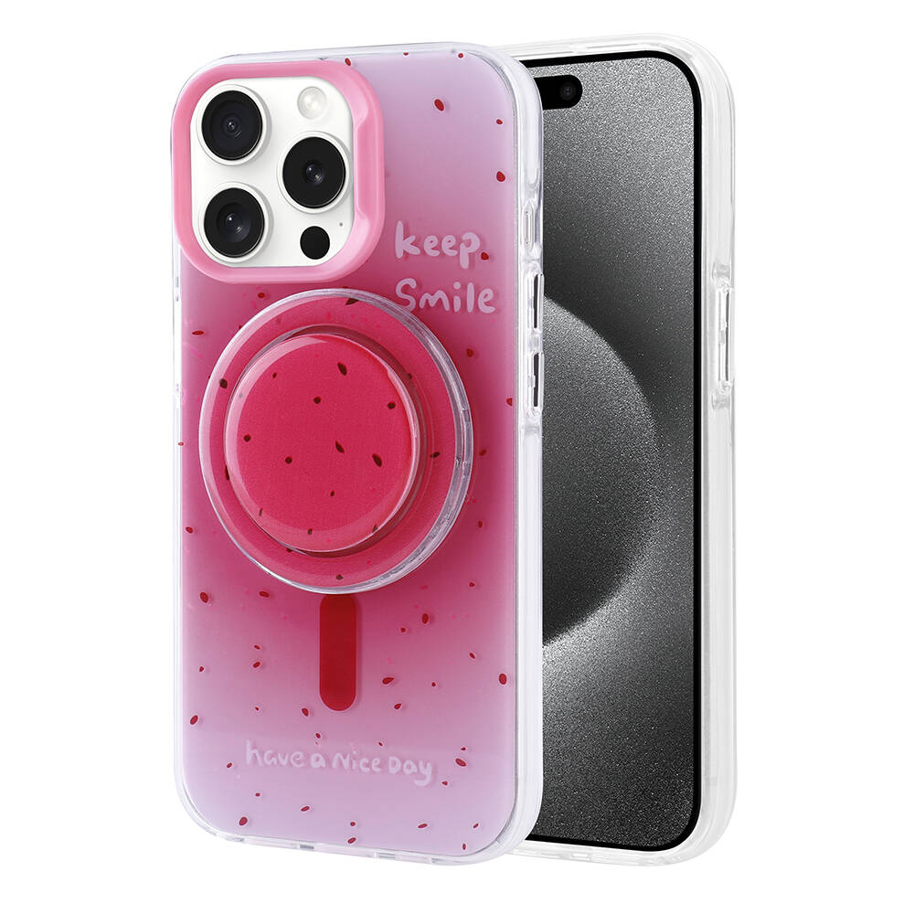 Apple iPhone 15 Pro Kılıf M-safe Şarj Özellikli Tak-Çıkar Pop Soketli Zore Tiktok Kapak Mavi