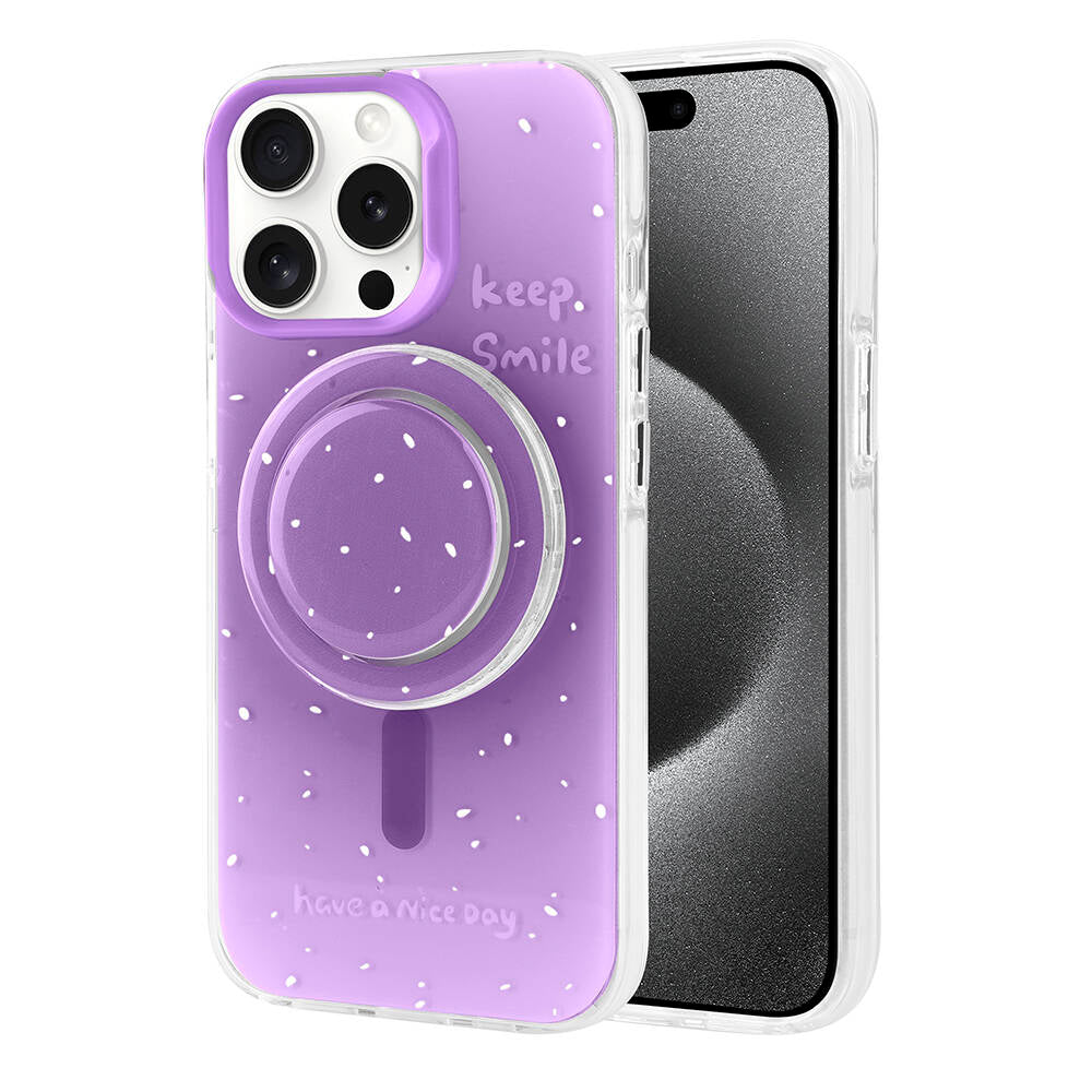 Apple iPhone 15 Pro Kılıf M-safe Şarj Özellikli Tak-Çıkar Pop Soketli Zore Tiktok Kapak Mavi