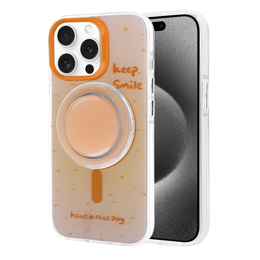 Apple iPhone 15 Pro Kılıf M-safe Şarj Özellikli Tak-Çıkar Pop Soketli Zore Tiktok Kapak Mavi