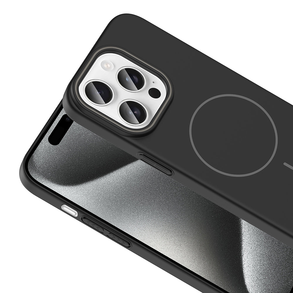 Apple iPhone 15 Pro Kılıf M-safe Şarj Özellikli Zore Ruby Sert Kapak Mürdüm